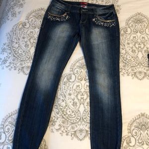 Straight leg jeweled jeans